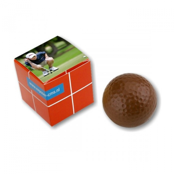 Chocolade golfbal in gepersonaliseerd doosje
