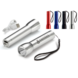 Powerbank met zaklamp in 4 kleuren 2.200 mAh