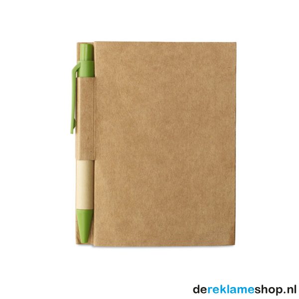 Notitieblok en gerecyclede pen