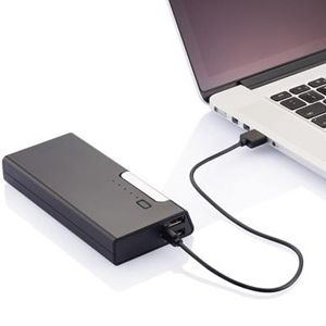 Powerbank Dewi 7.500 mAh, zwart met logo