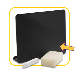 Zwart schoolbord als relatiegeschenk