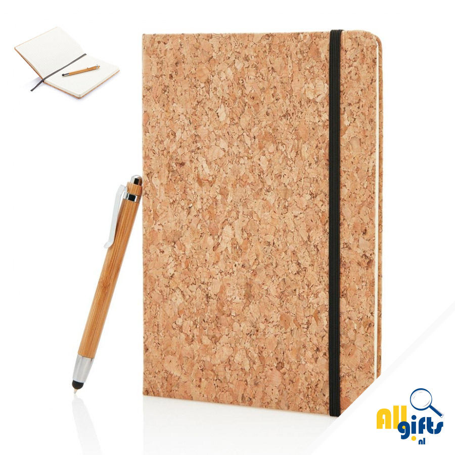 A5 kurken notitieboek met bedrukking
