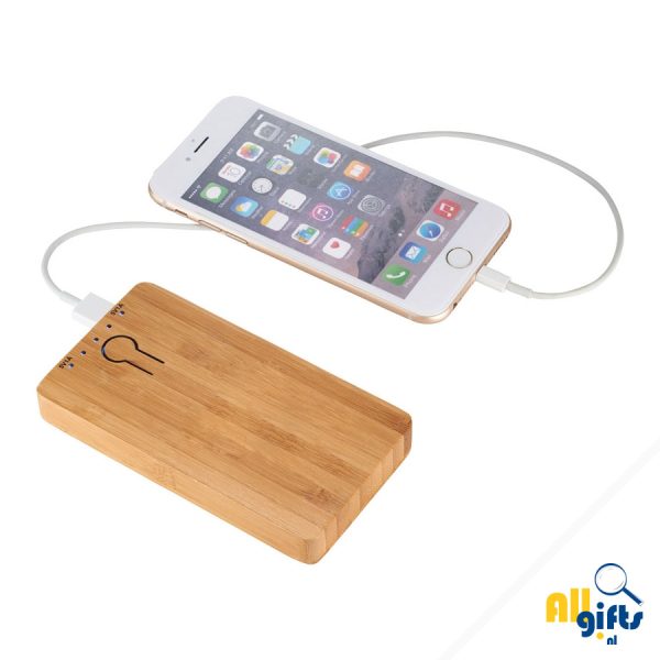 Bamboe powerbank bedrukken