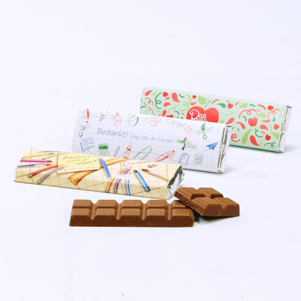 Chocoladereep met eigen ontwerp wikkel