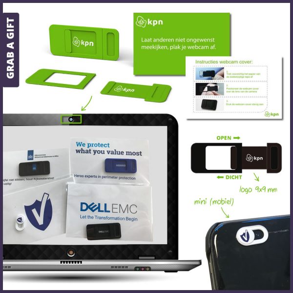 Grab a Gift - Webcamcover bedrukken met logo bedrukking