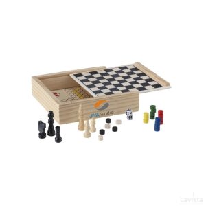 Bedrukte goedkope Woodgame 5-in-1 spel hout met logo