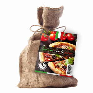 Jute cadeauzakje, Italië - Speciaal voor de pizza