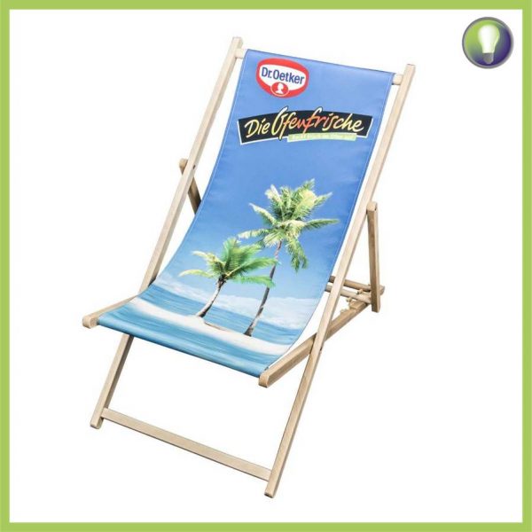 Blauwe strandstoel met logo - Webo Promotion