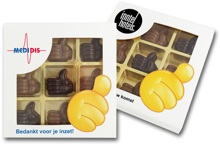 9-vaks Geschenkdoosje met gepersonaliseerde sleevechoco-paradijs