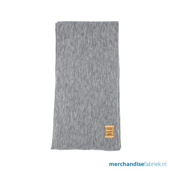 Coarse Light Grey Cork Label sjaal met eigen luxe label