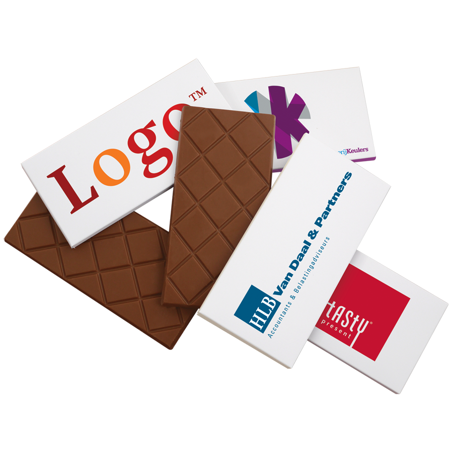 Samenwerken met Maak plaats Scheermes Chocolade reep met eigen verpakking | PromZ