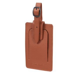Luxe Samsonite adreslabel van leer, bedrukt met logo of initialen