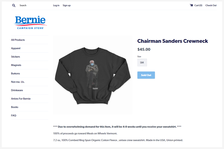 Bernie trui snel uitverkocht