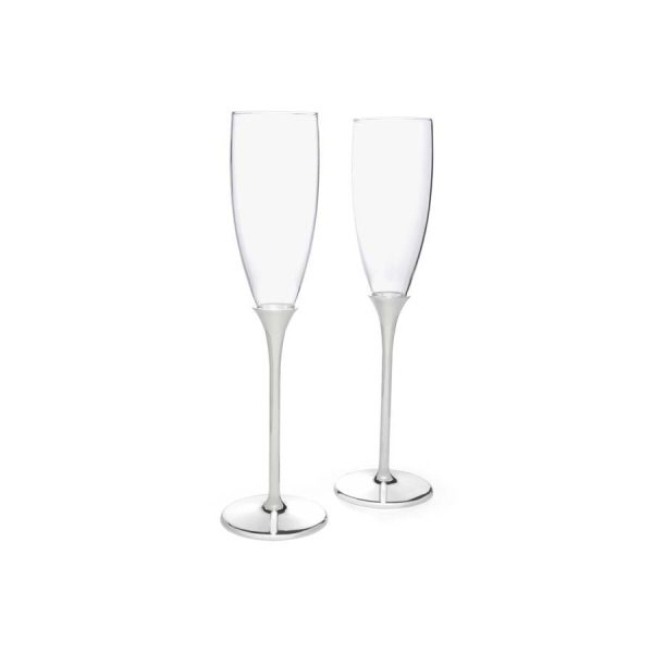 Champagneglazen Smooth, set van 2, verzilverd gelakt