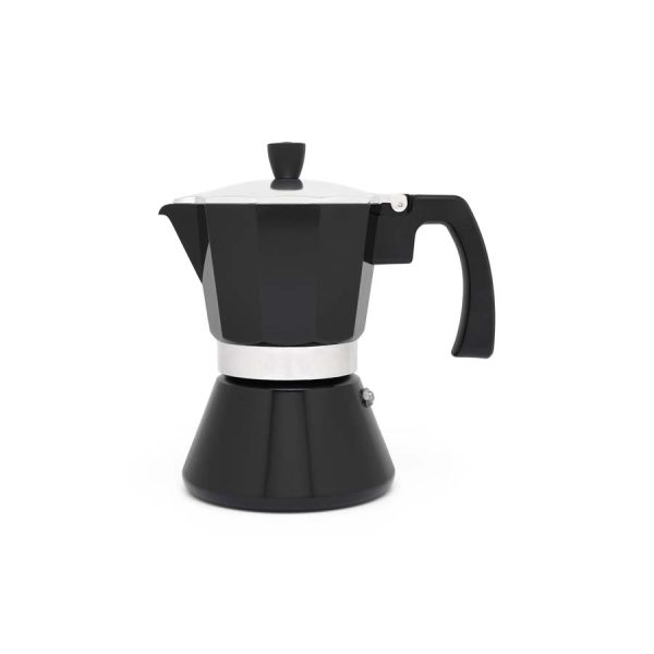 Espressomaker Tivoli, zwart, 6 cups, rvs/aluminium