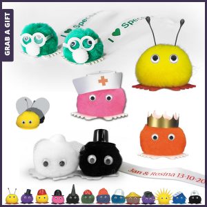 Wuppies bestellen met bedrukt lint
