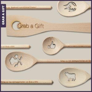 Grab a Gift Relatiegeschenken- Pollepels en spatels bedrukken graveren met logo en tekst