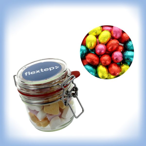 Trendy weckpot met paaseitjes
