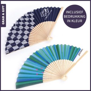 Grab a Gift Relatiegeschenken - Handwaaiers van bamboe & papier in kleur bedrukken