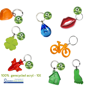 Gerecycleerde acryl sleutelhangers uit Europa