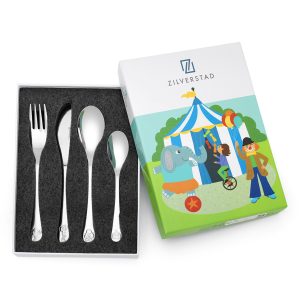 Kindercouvert 4-delig Circus rvs
