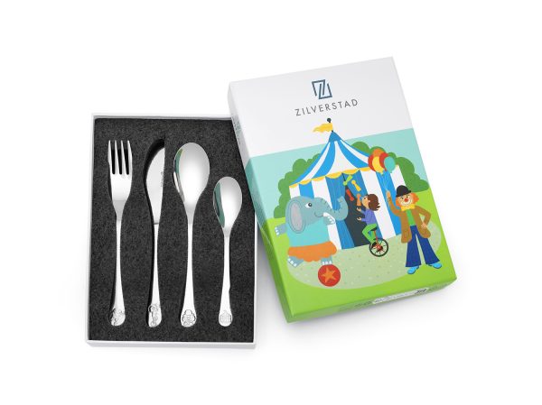 Kindercouvert 4-delig Circus rvs