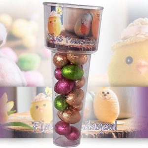 Regenmeter met eitjes Paasgeschenk