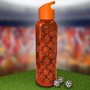 Duurzame oranje EK waterfles met choco