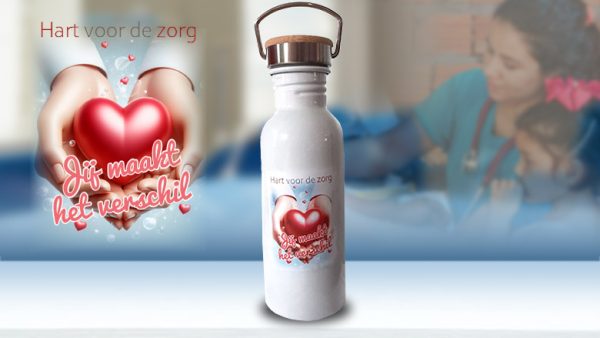 Retro fles met bedrukking
