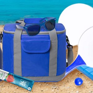 Blauwe branding strandpakket