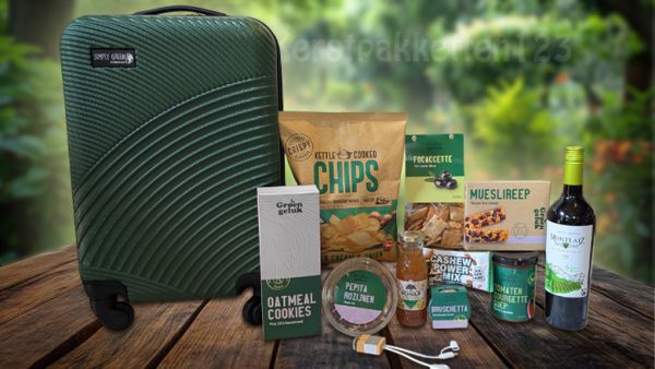 Groen duurzaam kerstpakket met trolley