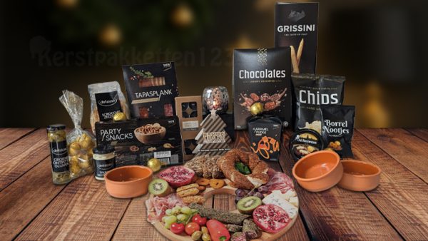 Luxe kerstpakket met tapas plank