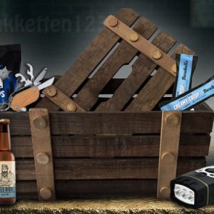 Kerstpakket met noodradio in houten kist
