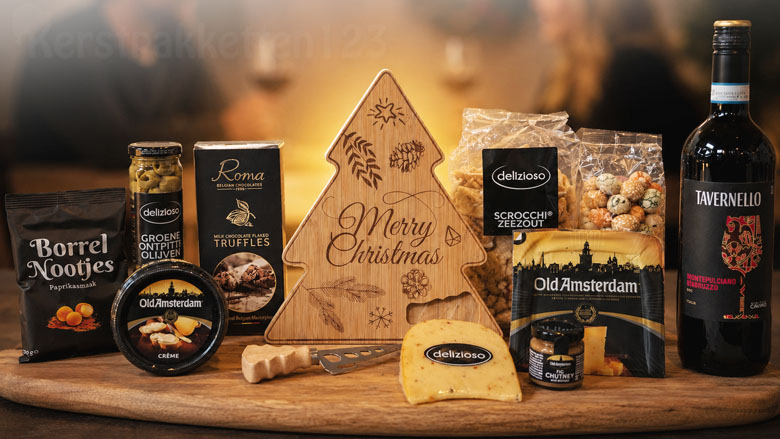 Kerstpakket kaasplank en borrelfeest